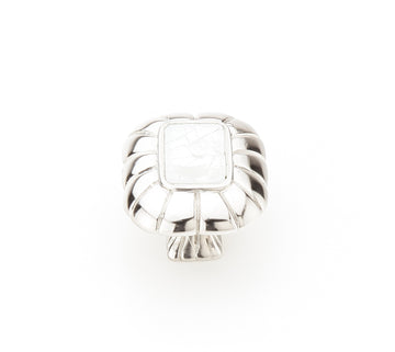 Schaub Mother of Pearl - Mother of Pearl inlaid on Solid Brass - Polished Nickel Rectangle Knob